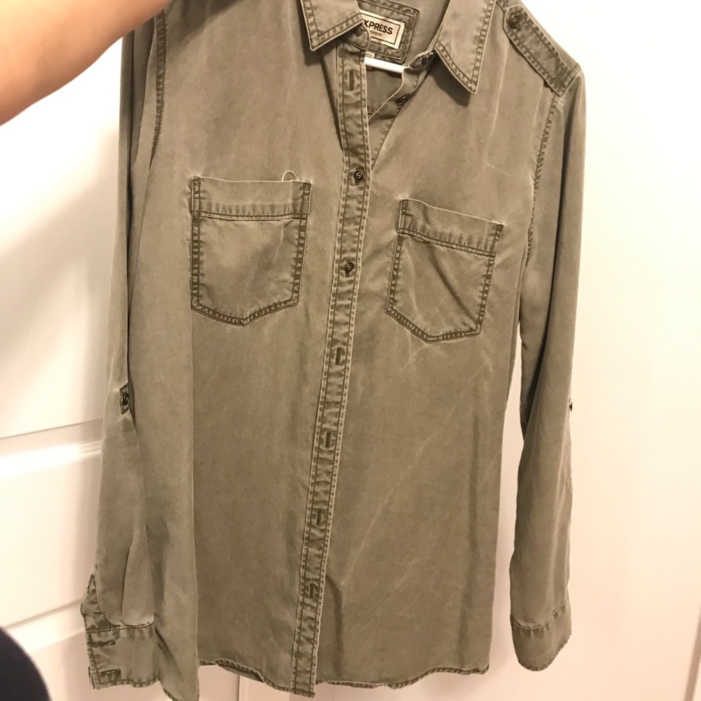 Express military button up boyfriend shirt